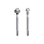 A steel self-drilling screw with a sharp drill-point tip and spiral threads along the shaft, suitable for fixing into steel framing.
