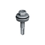 A steel self-drilling screw with a sharp drill-point tip and spiral threads along the shaft, suitable for fixing into steel framing.