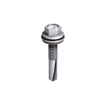 A steel self-drilling screw with a sharp drill-point tip and spiral threads along the shaft, suitable for fixing into steel framing.