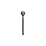 A steel self-drilling screw with a sharp drill-point tip and spiral threads along the shaft, suitable for fixing into steel framing.
