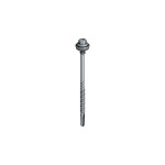 A steel self-drilling screw with a sharp drill-point tip and spiral threads along the shaft, suitable for fixing into steel framing.