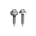 A steel self-drilling screw with a sharp drill-point tip and spiral threads along the shaft, suitable for fixing into steel framing.