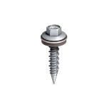 A steel self-drilling screw with a sharp drill-point tip and spiral threads along the shaft, suitable for fixing into steel framing.