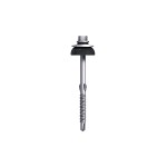 A steel self-drilling screw with a sharp drill-point tip and spiral threads along the shaft, suitable for fixing into steel framing.