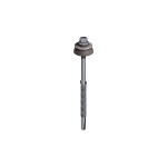 A steel self-drilling screw with a sharp drill-point tip and spiral threads along the shaft, suitable for fixing into steel framing.