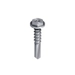 A steel 5.5×22mm self-drilling screw with a sharp drill-point tip and spiral threads along the shaft, suitable for fixing into steel framing.