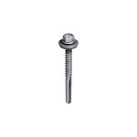 A steel self-drilling screw with a sharp drill-point tip and spiral threads along the shaft, suitable for fixing into steel framing.