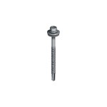 A steel self-drilling screw with a sharp drill-point tip and spiral threads along the shaft, suitable for fixing into steel framing.