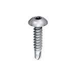 A steel self-drilling screw with a sharp drill-point tip and spiral threads along the shaft, suitable for fixing into steel framing.