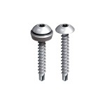 A steel 4.9×35mm self-drilling screw with a sharp drill-point tip and spiral threads along the shaft, suitable for fixing into steel framing.