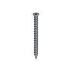 A steel masonry screw with a specially hardened thread, designed for direct fixing into concrete, brick, and block without a plug.