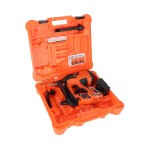 An orange and black Spit cordless nail gun with a magazine feed and safety tip, for driving nails quickly in timber framing and carpentry.