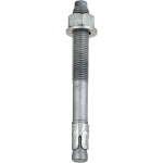 A metal 8×50mm through bolt anchor with a hex nut and washer, featuring a threaded shaft and expansion sleeve, designed for securing heavy loads to concrete or masonry surfaces.