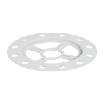 A steel flat washer with a central hole for use with a bolt or screw to distribute clamping load and protect the mating surface.,