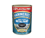 A 750ml tin of Hammerite direct-to-rust hammered-finish metal paint in black, with a textured decorative surface and built-in rust inhibitor, requiring no primer.