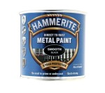 A 5l tin of Hammerite smooth-finish metal paint in black, for protecting and decorating metal surfaces.