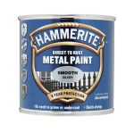 A 750ml tin of Hammerite smooth-finish metal paint in silver, for protecting and decorating metal surfaces.