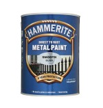 A 5l tin of Hammerite smooth-finish metal paint in silver, for protecting and decorating metal surfaces.