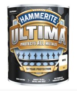 A 750ml tin of Hammerite smooth-finish metal paint in white, for protecting and decorating metal surfaces.