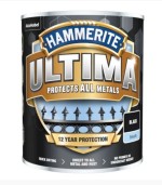 A 750ml tin of Hammerite smooth-finish metal paint in black, for protecting and decorating metal surfaces.