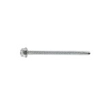 A carbon steel 5.5×38mm self-drilling hex head screw with a sharp drill-point tip and spiral threads along the shaft, suitable for fixing into steel framing.