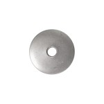 A galvanised flat washer with a central hole for use with a bolt or screw to distribute clamping load and protect the mating surface.,