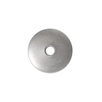 A stainless steel flat washer with a central hole for use with a bolt or screw to distribute clamping load and protect the mating surface.,