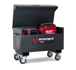 A steel Armorgard steel tool chest with multiple drawers, a locking lid, and rubber-lined interior, for organising and storing hand tools.