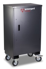 A steel Armorgard heavy-duty site storage unit with a steel construction, secure locking, and a load-rated base.