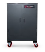 A steel Armorgard heavy-duty site storage unit with a steel construction, secure locking, and a load-rated base.