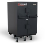 A steel Armorgard heavy-duty site storage unit with a steel construction, secure locking, and a load-rated base.