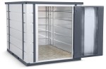 A steel Armorgard heavy-duty site storage unit with a steel construction, secure locking, and a load-rated base.