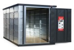 A steel Armorgard heavy-duty site storage unit with a steel construction, secure locking, and a load-rated base.
