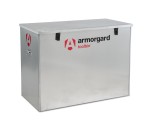 A steel Armorgard heavy-duty site storage unit with a steel construction, secure locking, and a load-rated base.