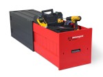 A steel Armorgard heavy-duty site storage unit with a steel construction, secure locking, and a load-rated base.