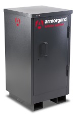 A steel Armorgard heavy-duty site storage unit with a steel construction, secure locking, and a load-rated base.