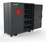 A steel Armorgard heavy-duty site storage unit with a steel construction, secure locking, and a load-rated base.