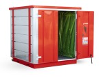 A steel Armorgard heavy-duty site storage unit with a steel construction, secure locking, and a load-rated base.