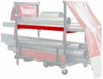 A steel metal shelving unit with adjustable shelf heights and a robust welded steel frame, for organised storage in workshops and site cabins.