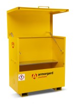 A steel Armorgard heavy-duty site storage unit with a steel construction, secure locking, and a load-rated base.
