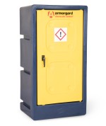 A steel Armorgard heavy-duty site storage unit with a steel construction, secure locking, and a load-rated base.