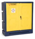 A steel Armorgard heavy-duty site storage unit with a steel construction, secure locking, and a load-rated base.