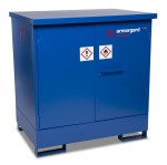 A steel Armorgard heavy-duty site storage unit with a steel construction, secure locking, and a load-rated base.