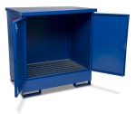 A steel Armorgard heavy-duty site storage unit with a steel construction, secure locking, and a load-rated base.