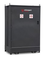 A steel Armorgard heavy-duty site storage unit with a steel construction, secure locking, and a load-rated base.