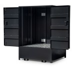 A steel Armorgard heavy-duty site storage unit with a steel construction, secure locking, and a load-rated base.
