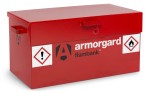 A steel Armorgard heavy-duty site storage unit with a steel construction, secure locking, and a load-rated base.