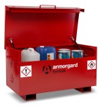 A steel Armorgard steel tool chest with multiple drawers, a locking lid, and rubber-lined interior, for organising and storing hand tools.