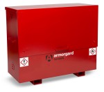 A steel Armorgard heavy-duty site storage unit with a steel construction, secure locking, and a load-rated base.