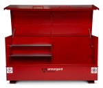 A steel Armorgard heavy-duty site storage unit with a steel construction, secure locking, and a load-rated base.
